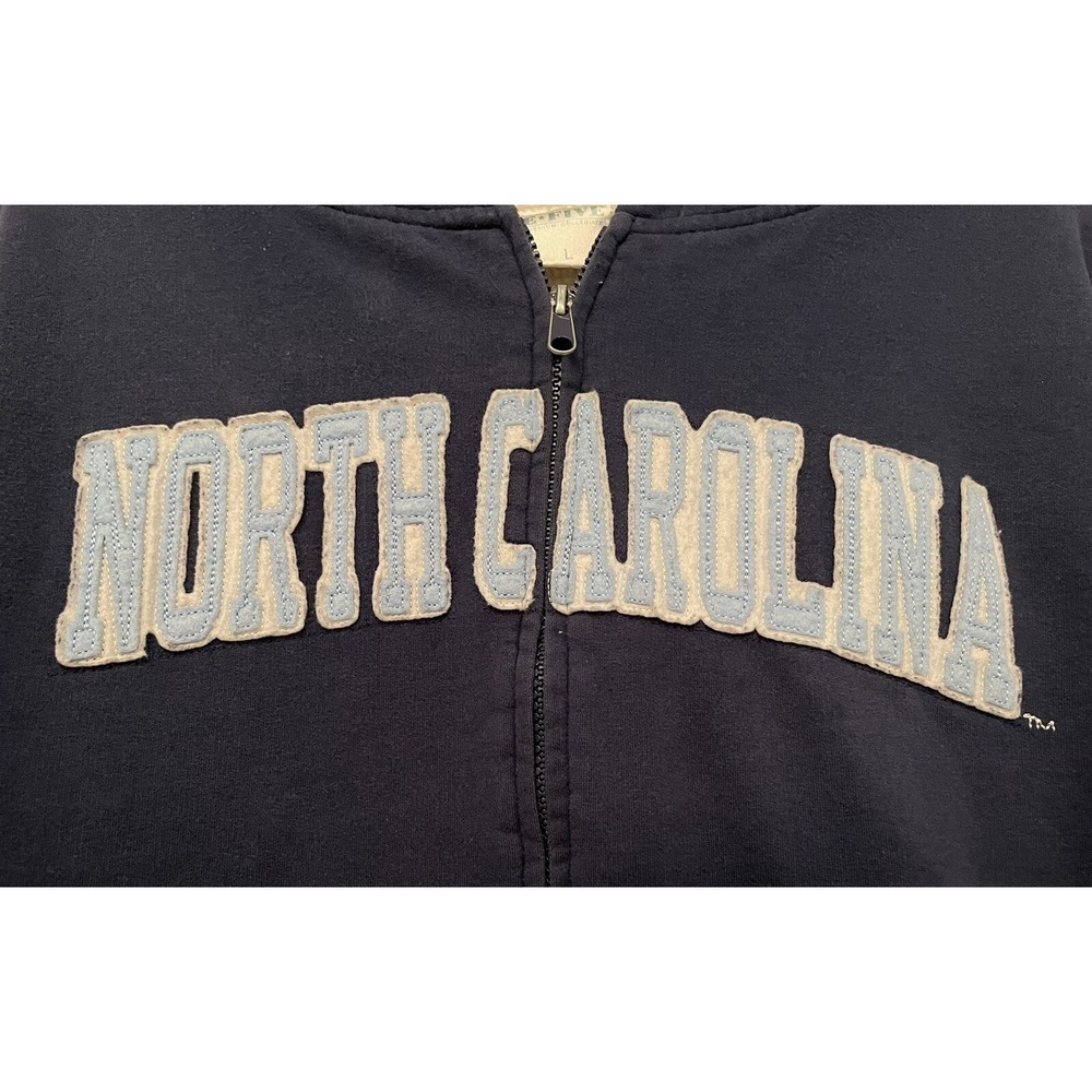 UNC Tarheels Hoodie Sweatshirt Jacket Adult Large Y2K Thick Patch Letters - Picture 6 of 6
